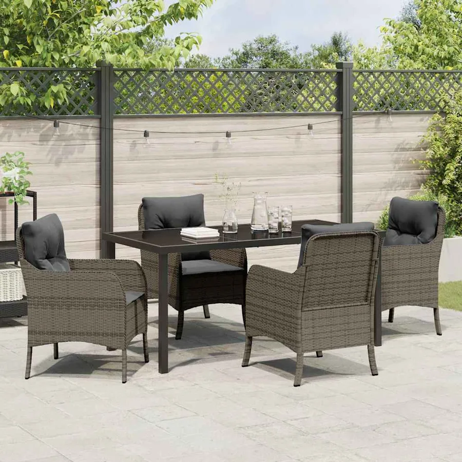 Ensemble de salle à manger pour jardin 5 pcs Gris polyrotin - 4