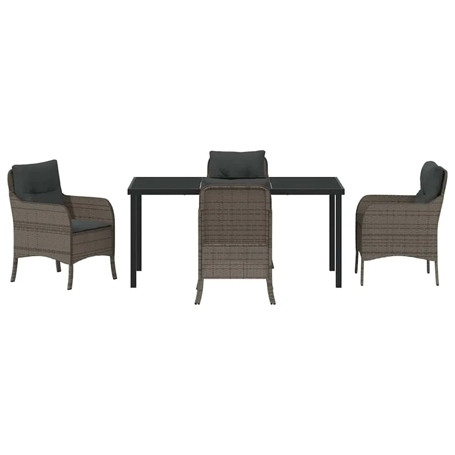 Ensemble de salle à manger pour jardin 5 pcs Gris polyrotin - 7