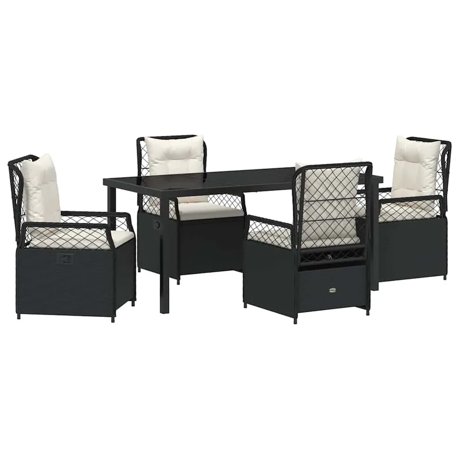 Ensemble de salle à manger pour jardin 5 pcs Noir polyrotin - 2