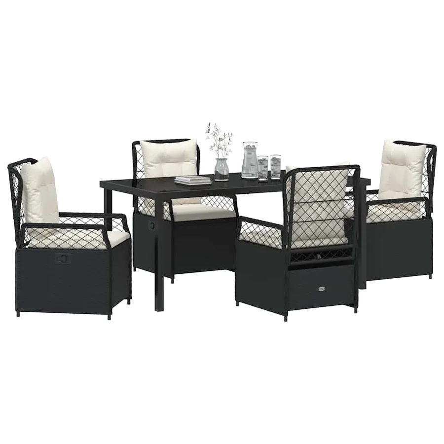 Ensemble de salle à manger pour jardin 5 pcs Noir polyrotin - 3