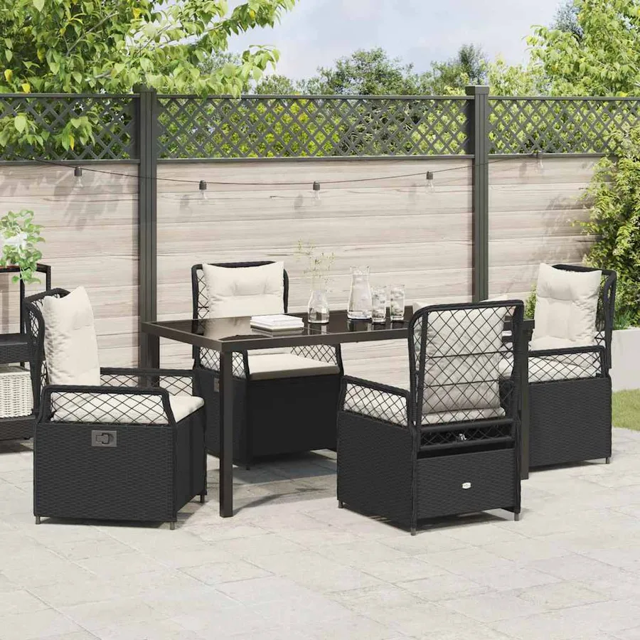 Ensemble de salle à manger pour jardin 5 pcs Noir polyrotin - 4