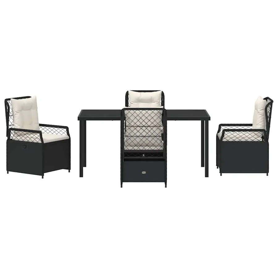 Ensemble de salle à manger pour jardin 5 pcs Noir polyrotin - 7