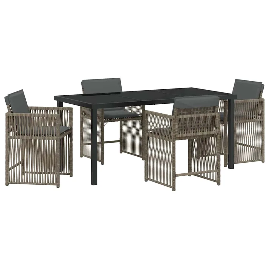 Ensemble de salle à manger pour jardin 5 pcs Gris polyrotin - 2