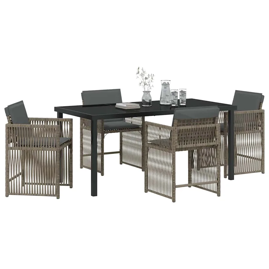 Ensemble de salle à manger pour jardin 5 pcs Gris polyrotin - 3