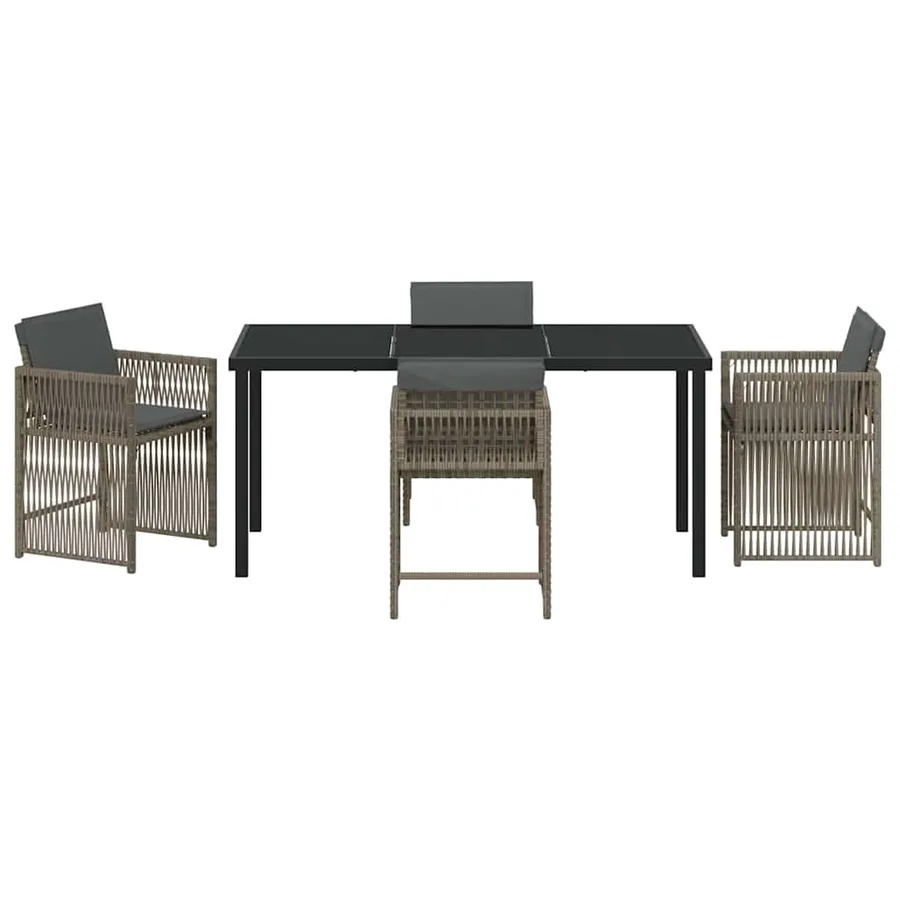 Ensemble de salle à manger pour jardin 5 pcs Gris polyrotin - 7