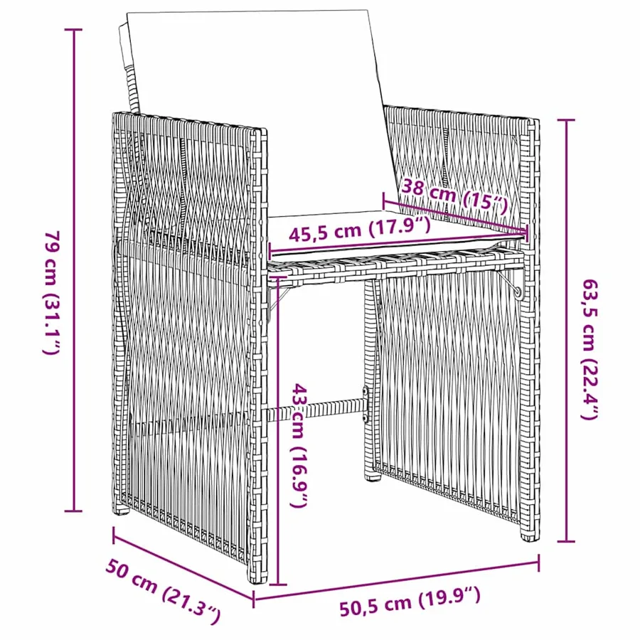 Ensemble de salle à manger pour jardin 5 pcs Gris polyrotin - 8