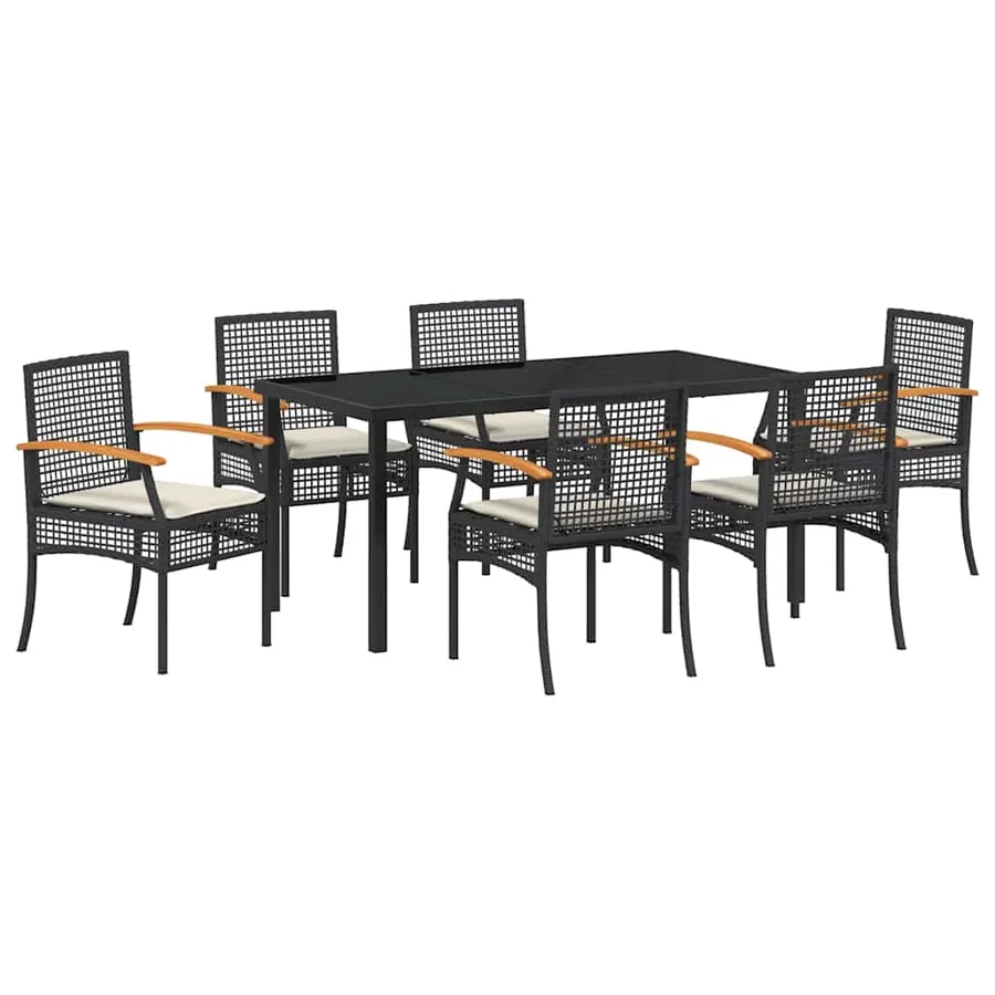 Ensemble de salle à manger pour jardin 7 pcs Noir Rotin - 2