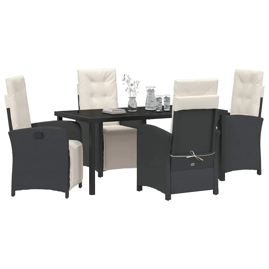 Ensemble de salle à manger pour jardin 5 pcs Noir polyrotin - 3