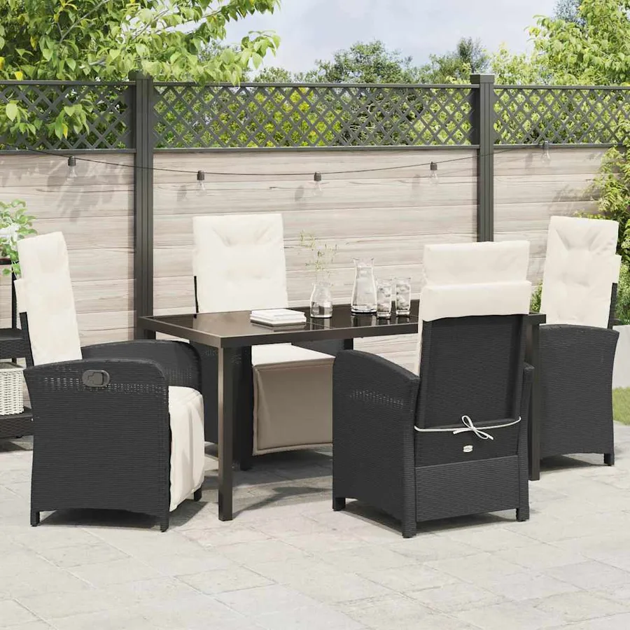 Ensemble de salle à manger pour jardin 5 pcs Noir polyrotin - 4