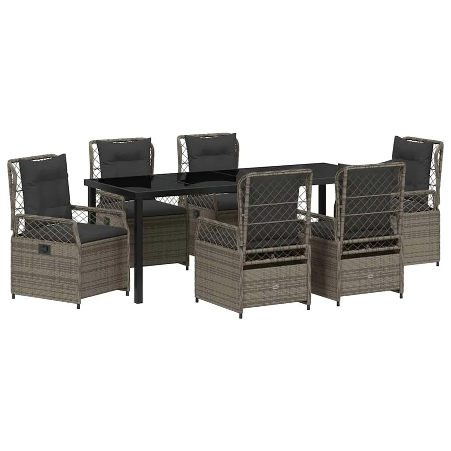 Ensemble de salle à manger pour jardin 7 pcs Gris polyrotin - 2