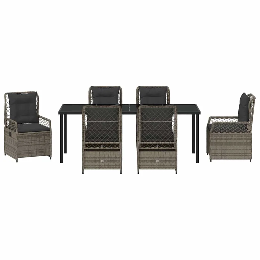 Ensemble de salle à manger pour jardin 7 pcs Gris polyrotin - 7
