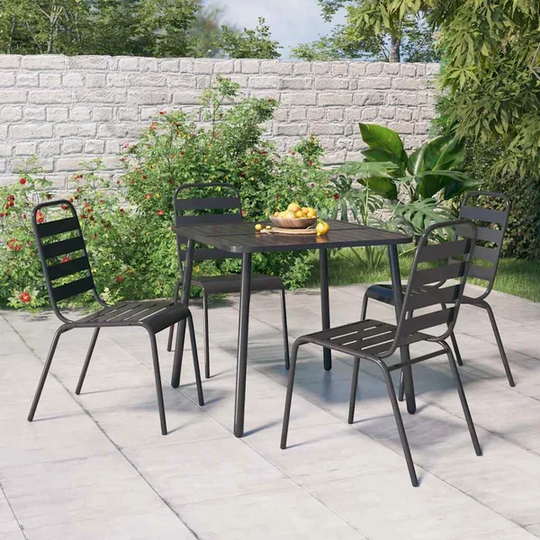 Ensemble à manger de jardin 5 pcs anthracite acier
