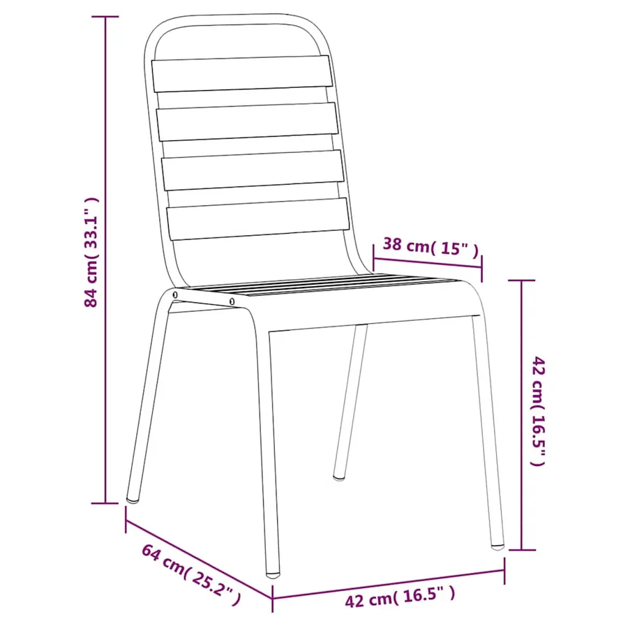 Ensemble à manger de jardin 5 pcs anthracite acier - 10