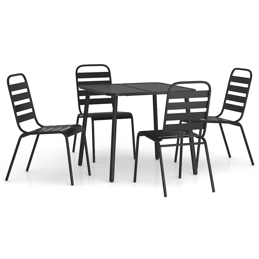 Ensemble à manger de jardin 5 pcs anthracite acier - 2