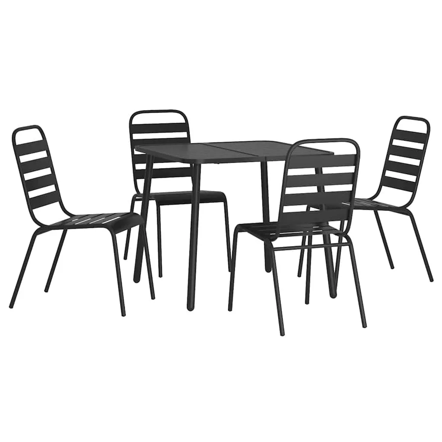 Ensemble à manger de jardin 5 pcs anthracite acier - 3