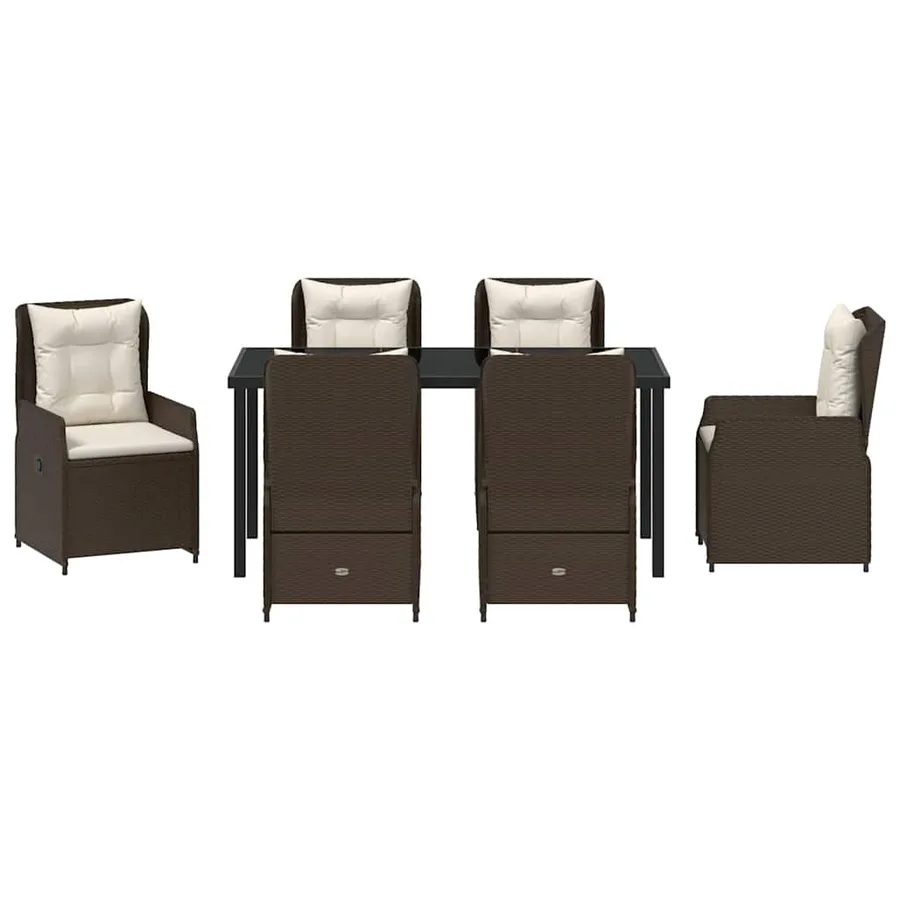 Ensemble de salle à manger pour jardin 7 pcs Marron polyrotin - 7