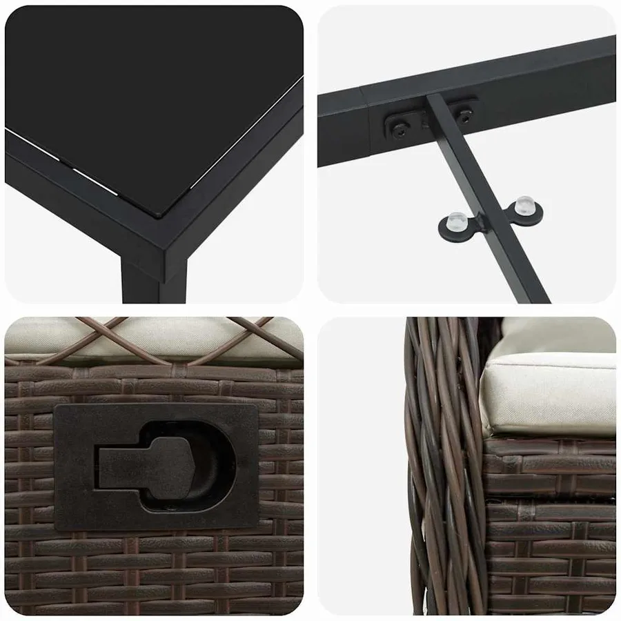Ensemble de salle à manger pour jardin 7 pcs Marron polyrotin - 9