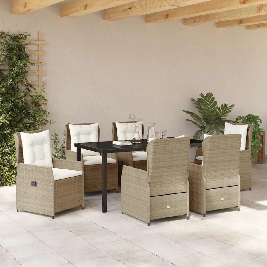 Ensemble de salle à manger pour jardin 7 pcs polyrotin - 4