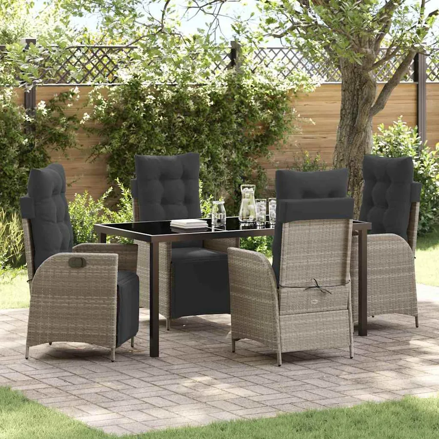 Ensemble de salle à manger pour jardin 5 pcs Gris clair