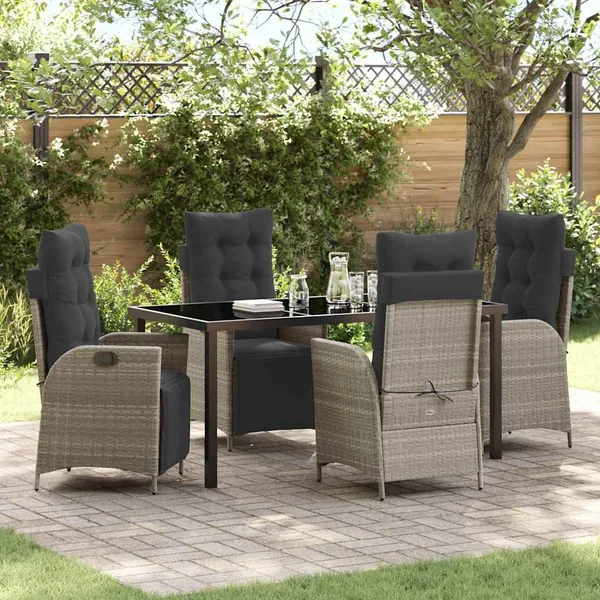 Ensemble de salle à manger pour jardin 5 pcs Gris clair