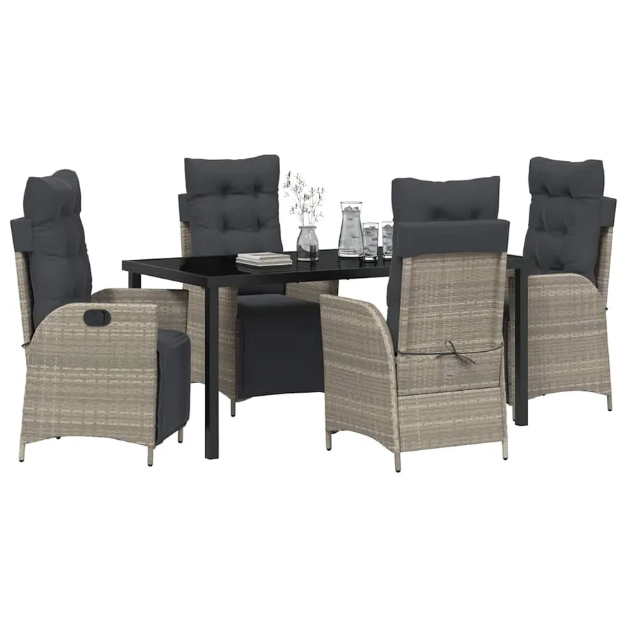 Ensemble de salle à manger pour jardin 5 pcs Gris clair - 3