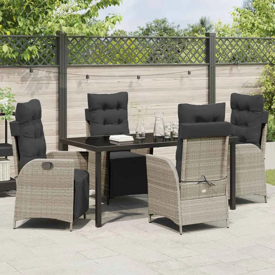 Ensemble de salle à manger pour jardin 5 pcs Gris clair - 4