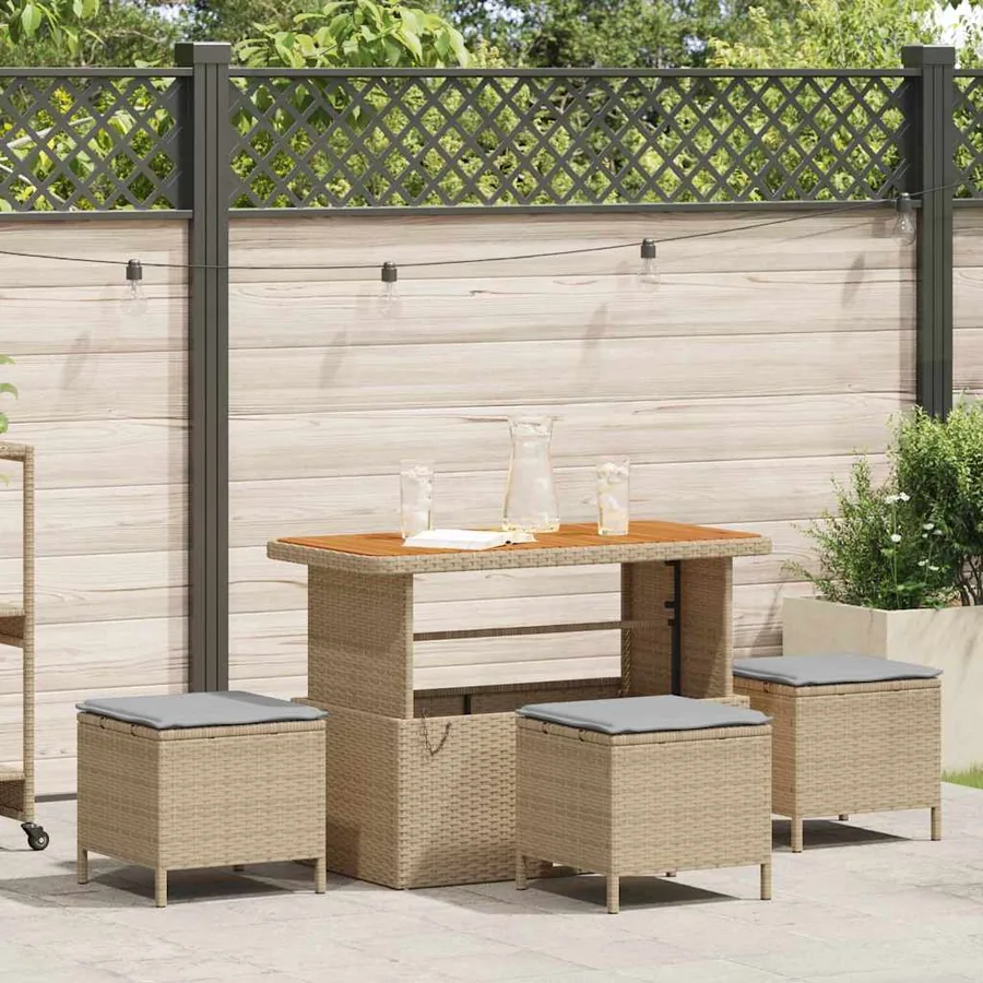 Ensemble de salle à manger pour jardin Beige polyrotin