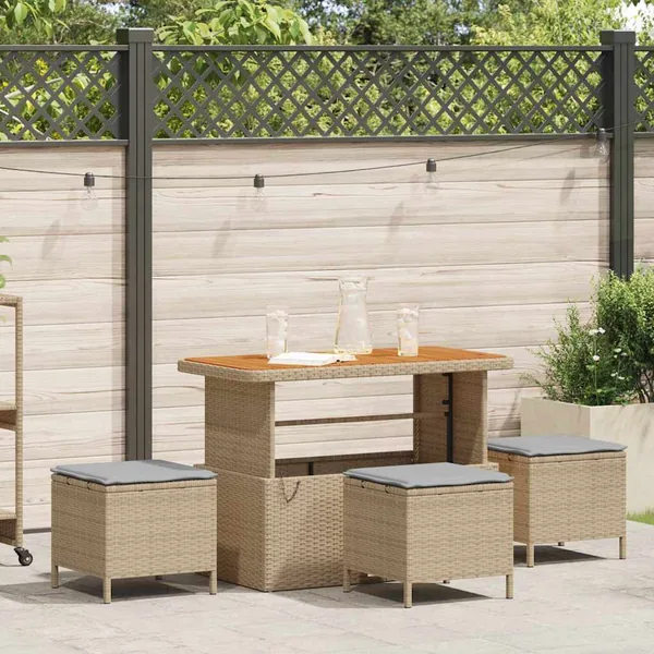 Ensemble de salle à manger pour jardin Beige polyrotin