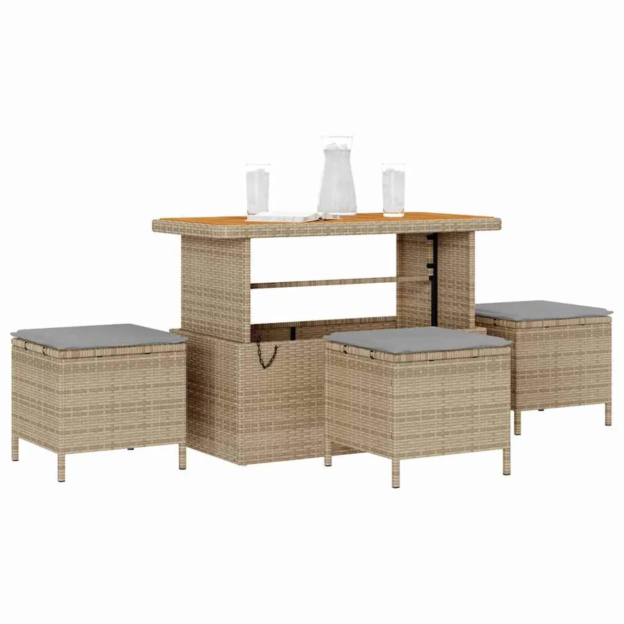 Ensemble de salle à manger pour jardin Beige polyrotin - 3