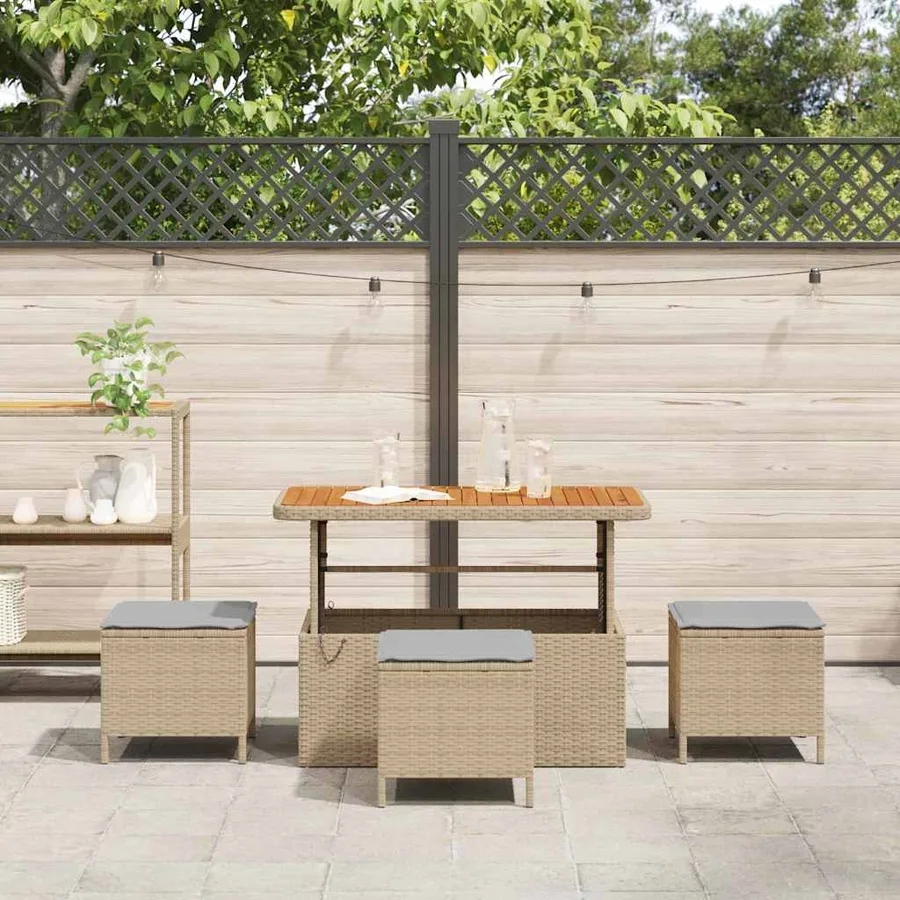 Ensemble de salle à manger pour jardin Beige polyrotin - 4