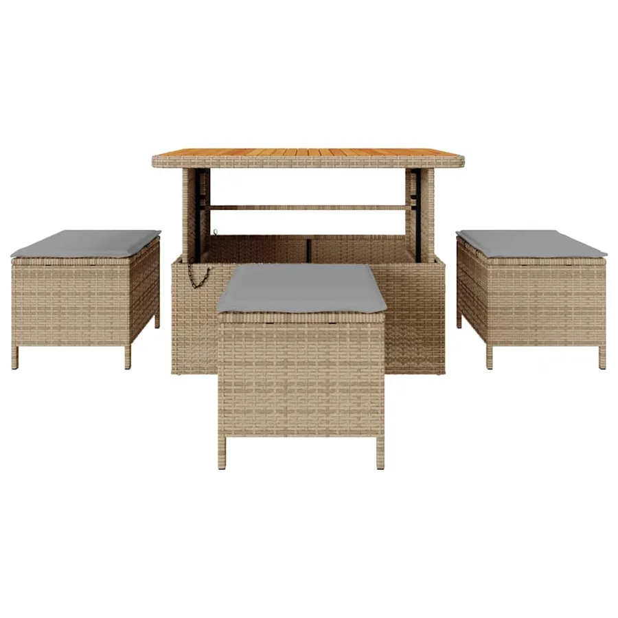 Ensemble de salle à manger pour jardin Beige polyrotin - 7