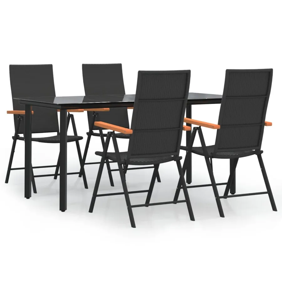 Ensemble à manger de jardin 5 pcs Noir et marron Résine tressée - 2