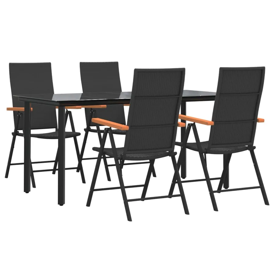 Ensemble à manger de jardin 5 pcs Noir et marron Résine tressée - 3