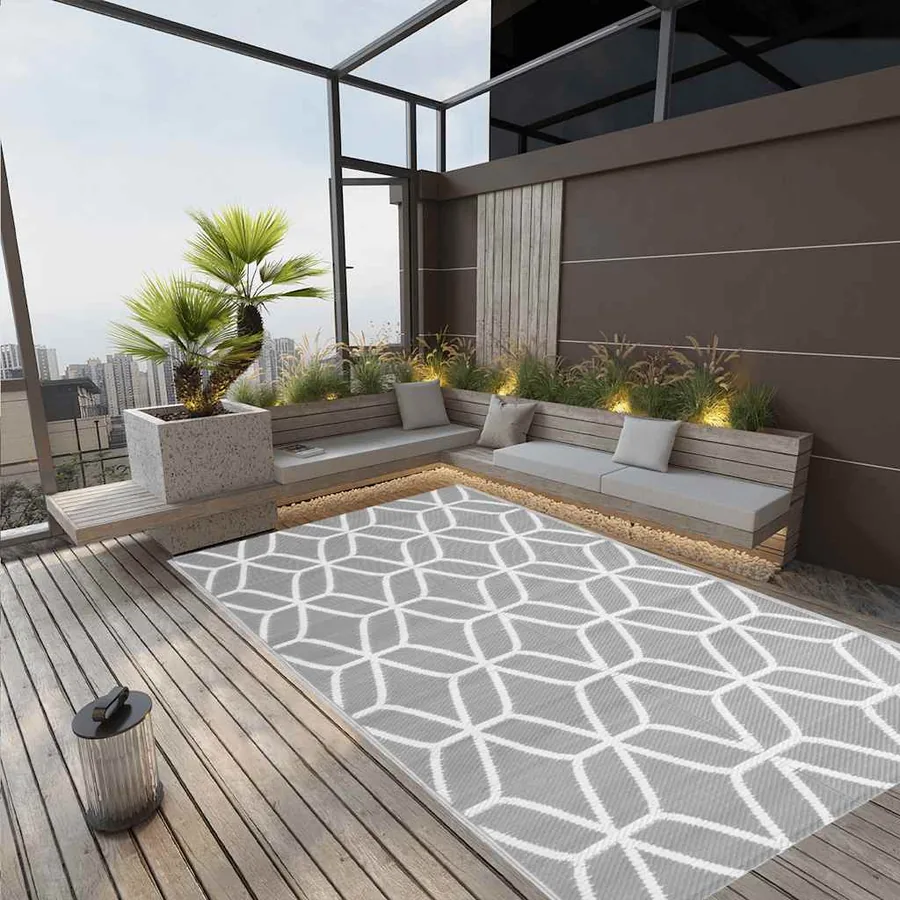 Outdoor rug ARAKIL Grey 140x200 cm PP