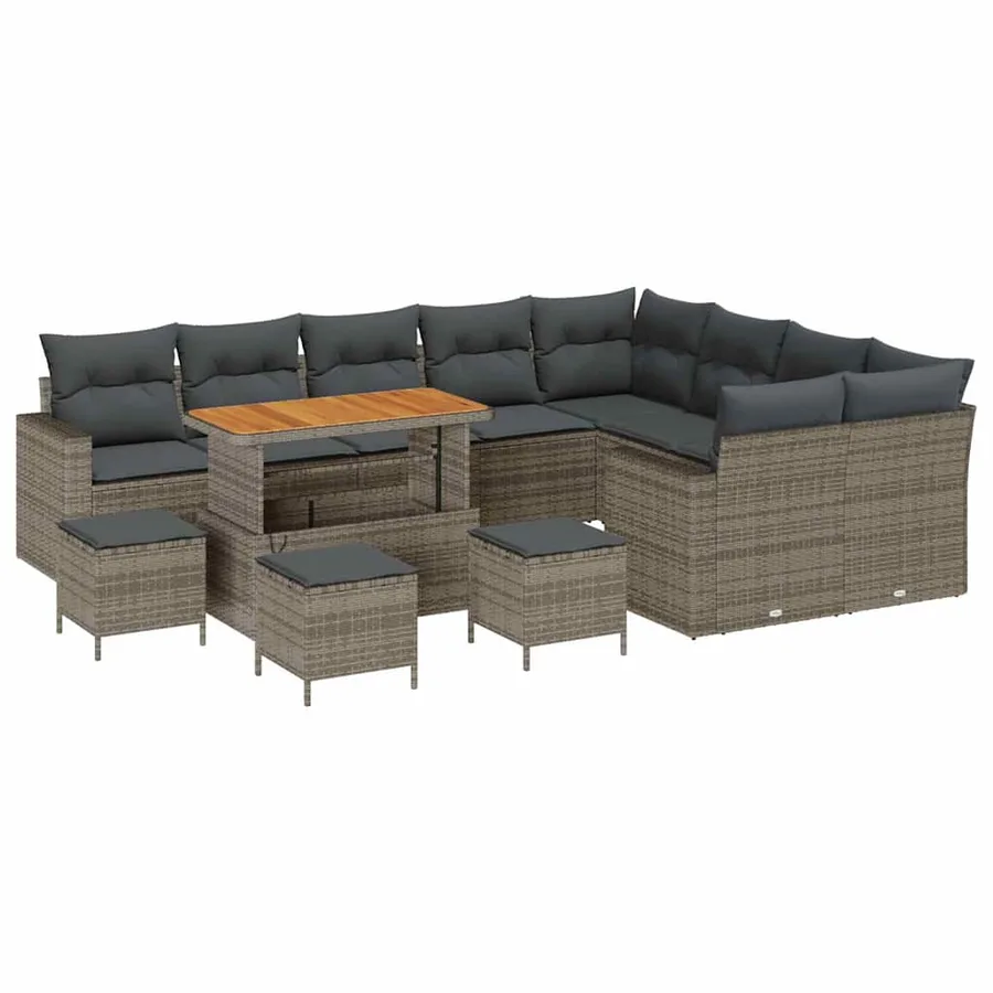 Ensemble de canapé de jardin 13 pcs Gris polyrotin - 2
