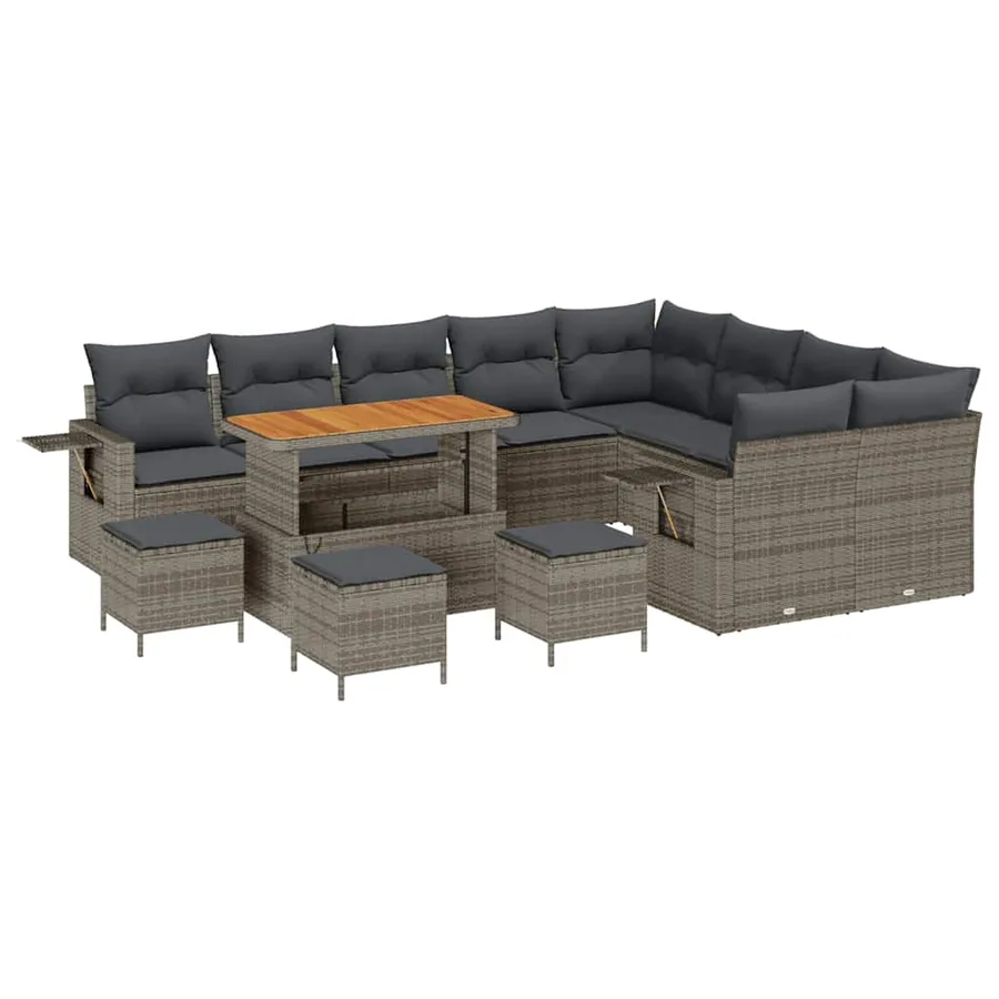 Ensemble de canapé de jardin 13 pcs Gris polyrotin - 2