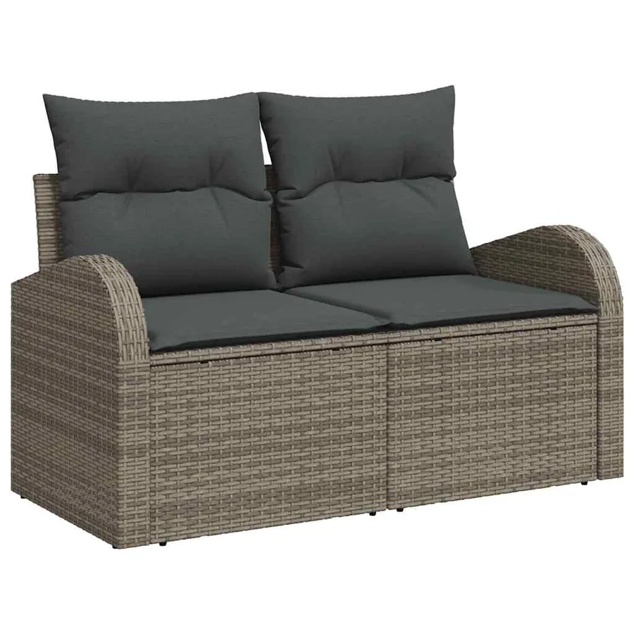 Ensemble de canapé de jardin avec coussin 14 pcs Gris polyrotin - 5