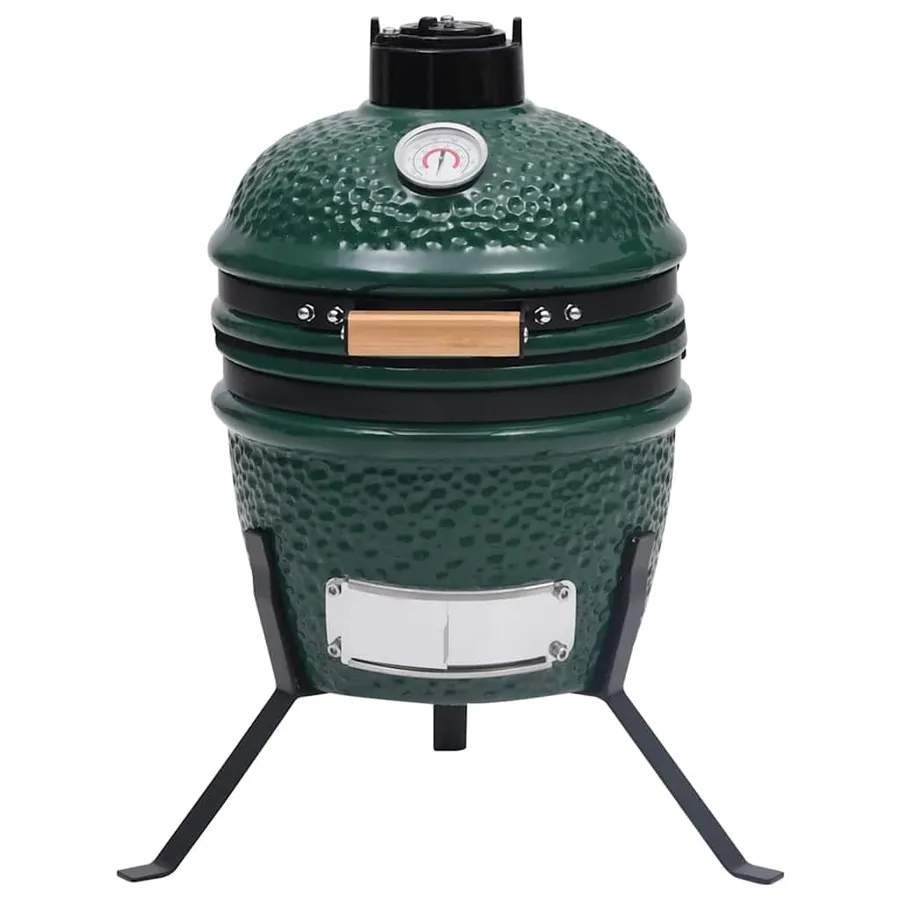 Barbecue à fumoir Kamado 2-en-1 Céramique 56 cm Vert - 3
