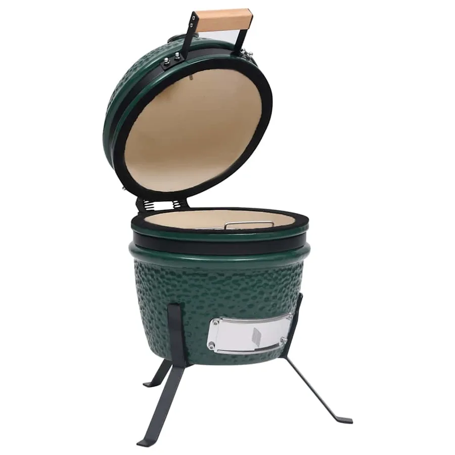 Barbecue à fumoir Kamado 2-en-1 Céramique 56 cm Vert - 4