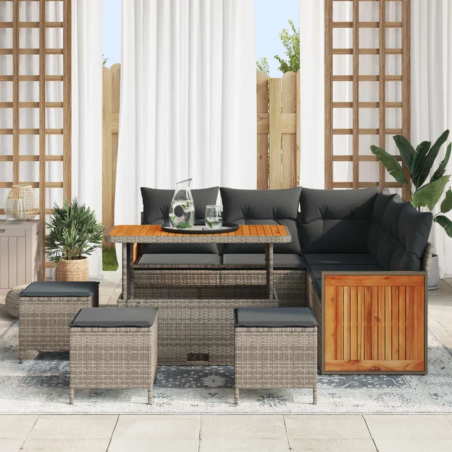 Ensemble de canapé de jardin avec coussin 9 pcs Gris - 3