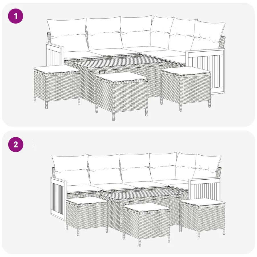 Ensemble de canapé de jardin avec coussin 9 pcs Gris - 8