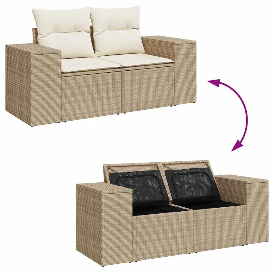 Ensemble de canapé de jardin 10 pcs Beige et crème polyrotin - 12