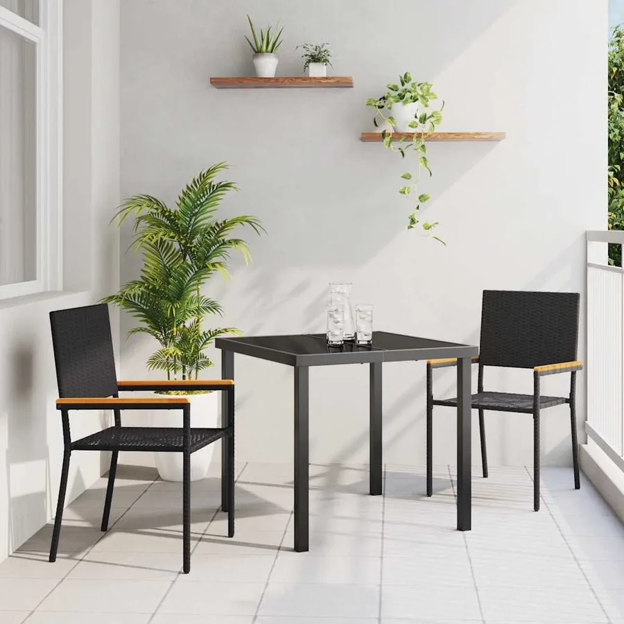 Chaises empilables de jardin 2 pcs Noir et Marron