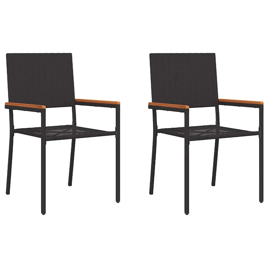 Chaises empilables de jardin 2 pcs Noir et Marron - 2