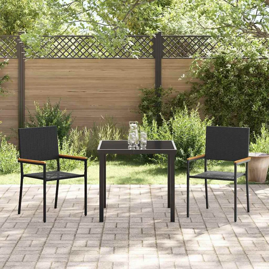 Chaises empilables de jardin 2 pcs Noir et Marron - 3