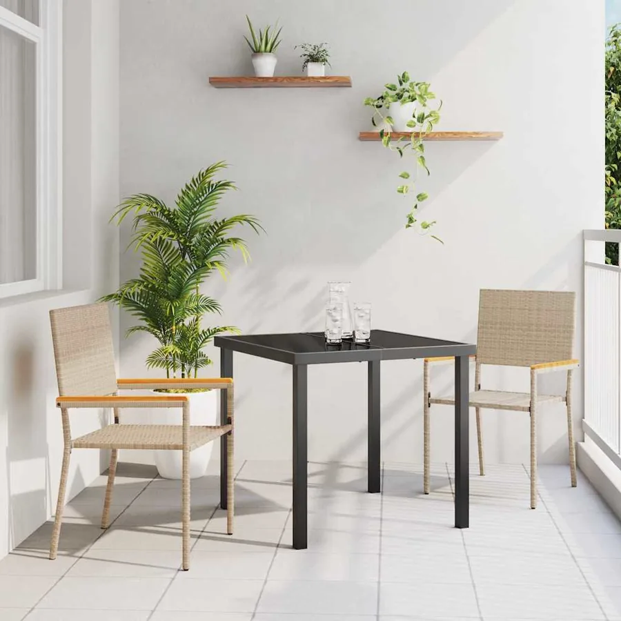 Chaises empilables de jardin 2 pcs Crème et marron