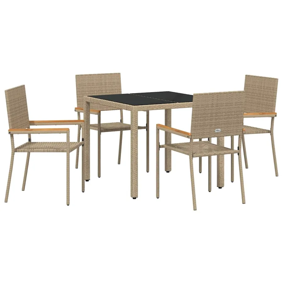 Ensemble de salle à manger pour jardin 5 pcs Beige polyrotin - 2