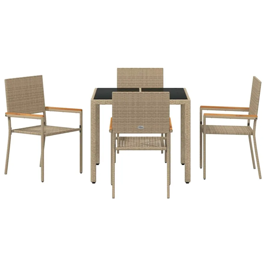Ensemble de salle à manger pour jardin 5 pcs Beige polyrotin - 7