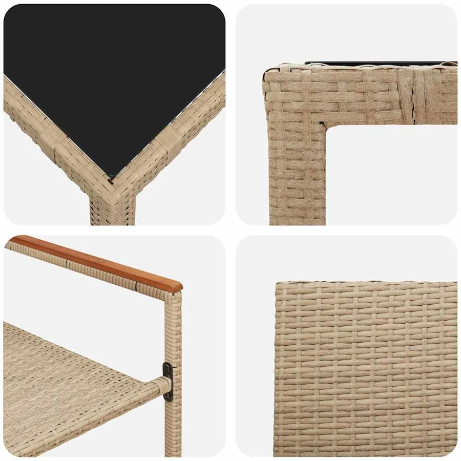 Ensemble de salle à manger pour jardin 5 pcs Beige polyrotin - 9