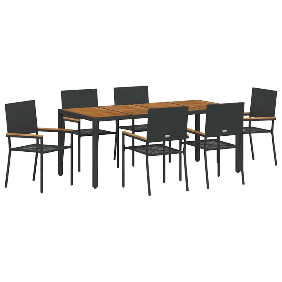 Ensemble de salle à manger pour jardin 7 pcs Noir polyrotin - 2